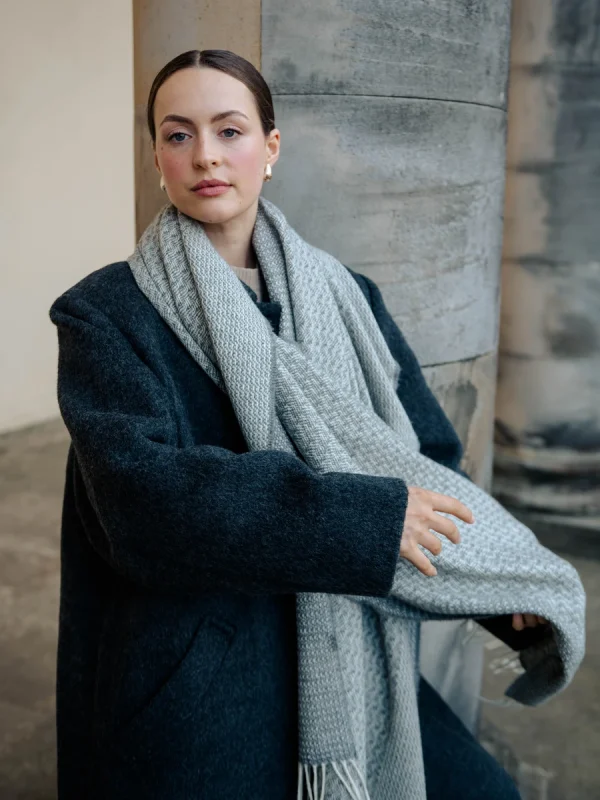 Grey Rippling Barley Wide Scarf - Image 8