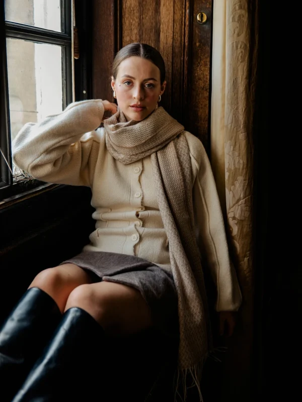 Caramel Harvest Grain Wide Scarf