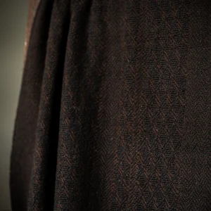 Handwoven Staffa Shawl - Natural Dark Brown on a Black Base