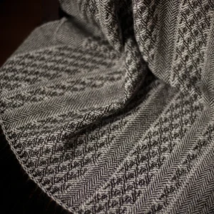 Handwoven Staffa Shawl - Natural Cream on a Black Base