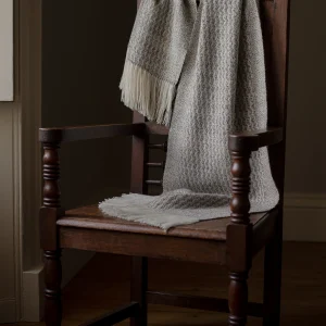 Handwoven Mounds of Snow Wide Scarf - Natural Warm Grey and White Marl on a White Base