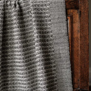 Handwoven Sycamore Shawl - Natural Very Light Grey on a Black Base