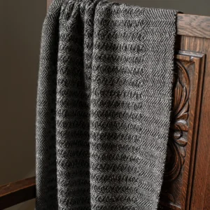 Handwoven Sycamore Shawl - Natural Grey on a Black Base