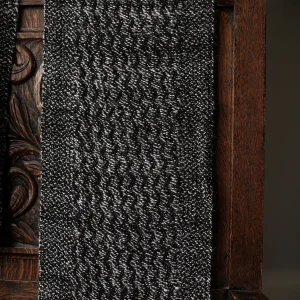 Handwoven Mounds of Snow Narrow Scarf - Natural Black and White Marl on a Black Base