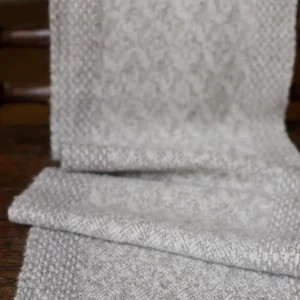 Handwoven Fallen Leaves Narrow Scarf - Grey on a White Base